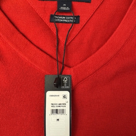 Tommy Hilfiger Long Sleeve Cotton Pullover Red Sweater Mens Medium 100% Cotton - Picture 5 of 6